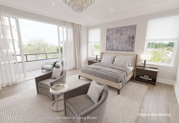Bedroom, Chandelier, Interior, Recessed Lighting, Wood Texture Flooring