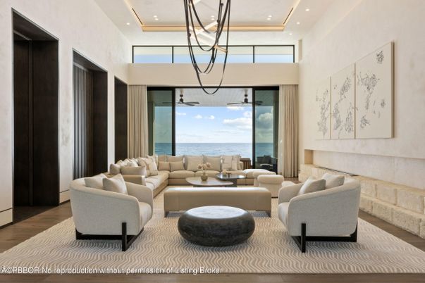 Interior, Living room, Pendant Lights, Recessed Lighting, Water, Wood Texture Flooring