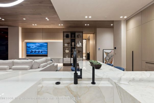 Interior, Living room, Marble, Recessed Lighting, Wooden Ceilings