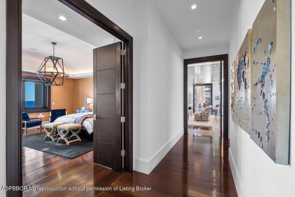 Bedroom, Interior, Pendant Lights, Recessed Lighting, Wood Texture Flooring