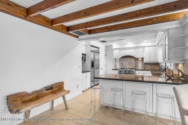 Interior, Kitchen, Stainless Steel Appliances, Wooden Beams, Wood Texture Flooring