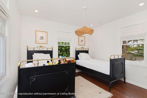 Bedroom, Interior, Pendant Lights, Recessed Lighting, Wood Texture Flooring