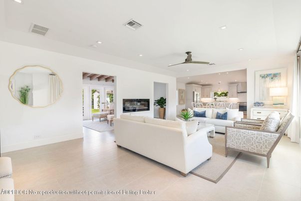 Fireplace, Interior, Kitchen, Living room, Recessed Lighting