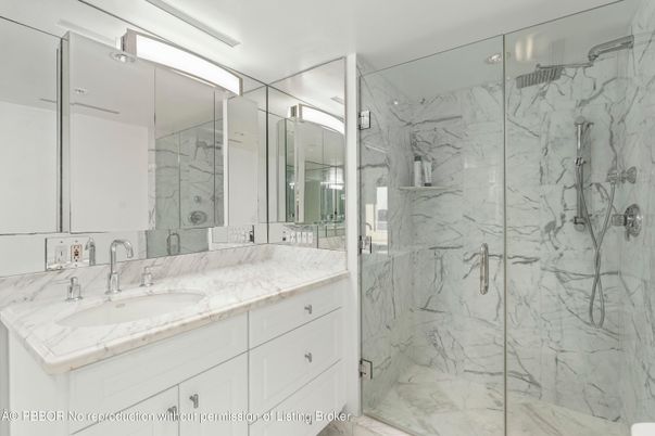 Bathroom, Dual Sink Vanities, Glass Shower, Interior, Marble, Marble Walls
