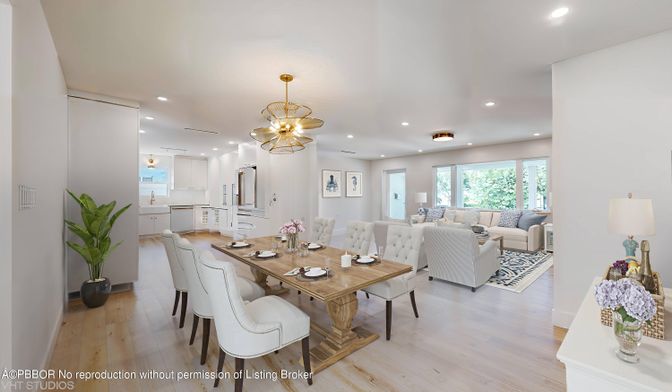 Dining room, Interior, Kitchen, Living room, Pendant Lights, Recessed Lighting, Wood Texture Flooring