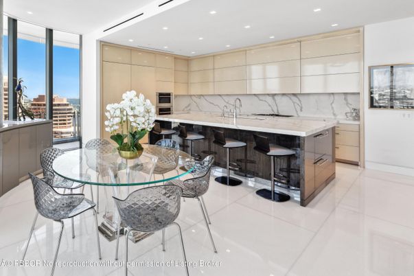 Dining room, Interior, Kitchen, Marble Walls, Recessed Lighting