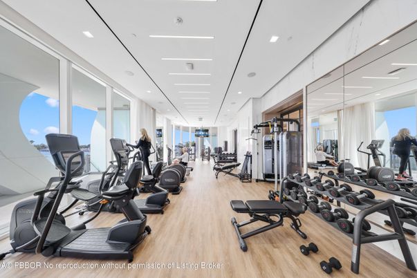 Fitness Equipment, Gym, Interior, Recessed Lighting, Wood Texture Flooring