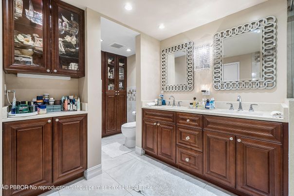 Bathroom, Dual Sink Vanities, Interior, Marble, Recessed Lighting