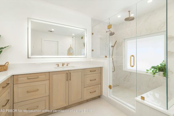 Bathroom, Glass Shower, Interior, Marble Walls, Recessed Lighting