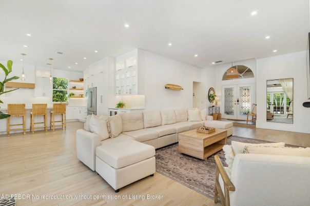 Interior, Kitchen, Living room, Pendant Lights, Recessed Lighting, Wood Texture Flooring