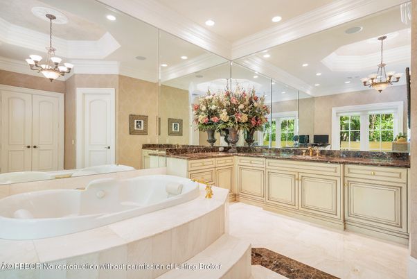 Bathroom, Chandelier, Dual Sink Vanities, Interior, Recessed Lighting