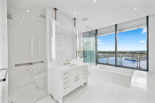Bathroom, Dual Sink Vanities, Glass Shower, Interior, Recessed Lighting, Water
