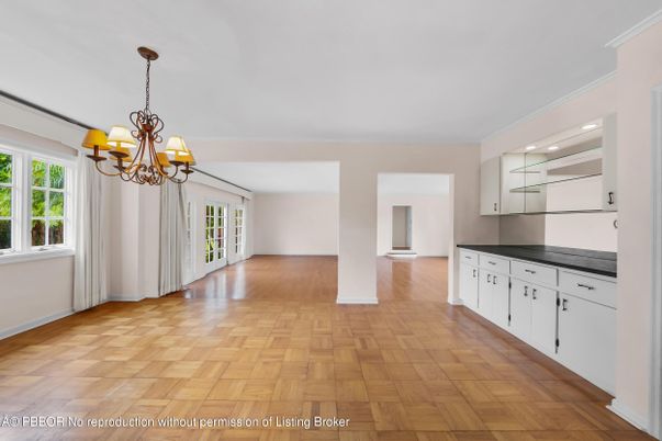 Chandelier, Empty room, Interior, Kitchen, Wood Texture Flooring
