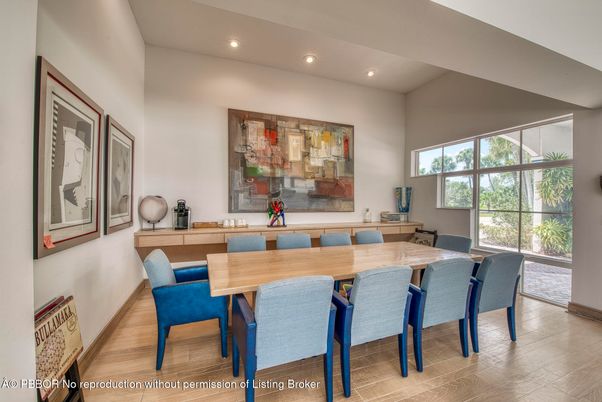 Dining room, Interior, Recessed Lighting, Wood Texture Flooring
