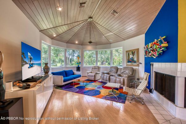 Fireplace, Interior, Living room, Recessed Lighting, Wooden Ceilings, Wood Texture Flooring