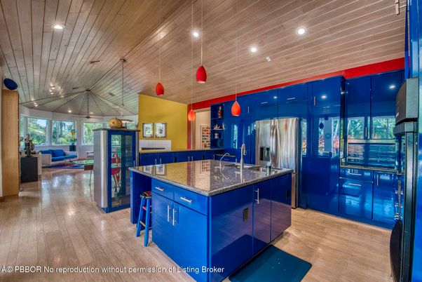 Interior, Kitchen, Pendant Lights, Recessed Lighting, Stainless Steel Appliances, Wooden Ceilings, Wood Texture Flooring