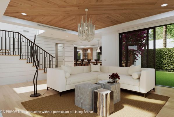 Chandelier, Dining room, Interior, Living room, Recessed Lighting, Wooden Ceilings, Wood Texture Flooring