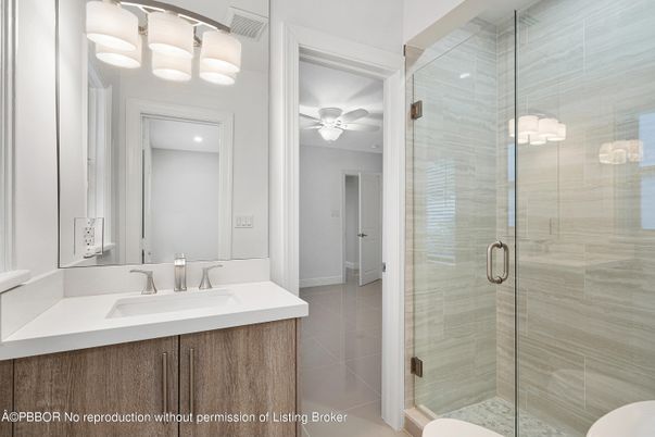 Bathroom, Glass Shower, Interior, Recessed Lighting