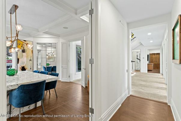 Dining room, Interior, Pendant Lights, Recessed Lighting, Wood Texture Flooring
