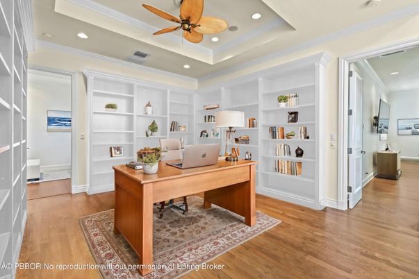 Home Office, Interior, Recessed Lighting, Wood Texture Flooring