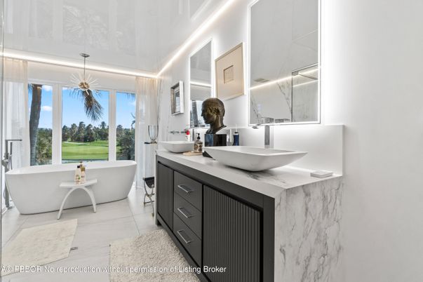 Bathroom, Dual Sink Vanities, Free Standing Baths, Interior, Marble, Marble Walls, Pendant Lights