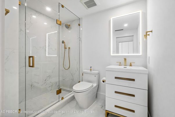 Bathroom, Glass Shower, Interior, Marble, Marble Walls, Recessed Lighting