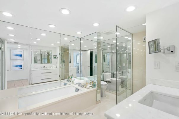 Bathroom, Dual Sink Vanities, Glass Shower, Interior, Recessed Lighting