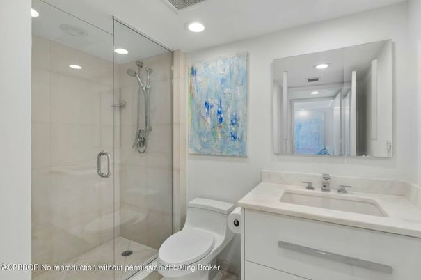 Bathroom, Glass Shower, Interior, Recessed Lighting