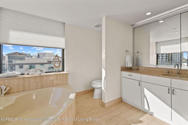Bathroom, Interior, Recessed Lighting, Wood Texture Flooring