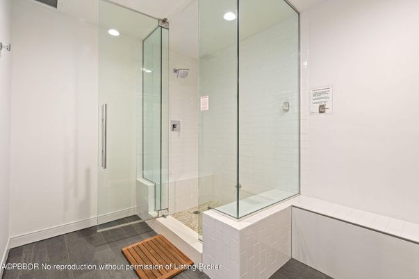 Bathroom, Glass Shower, Interior, Recessed Lighting, Wood Texture Flooring
