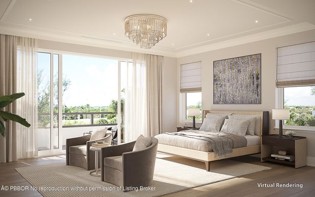 Bedroom, Chandelier, Interior, Recessed Lighting, Wood Texture Flooring