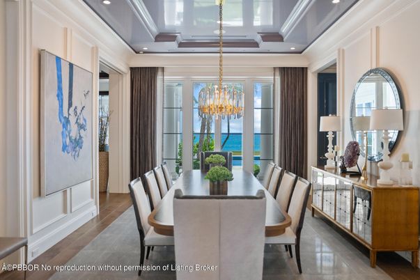 Chandelier, Dining room, Interior, Recessed Lighting, Water, Wood Texture Flooring