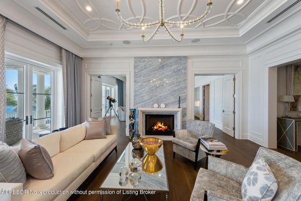 Chandelier, Fireplace, Interior, Living room, Recessed Lighting, Wood Texture Flooring