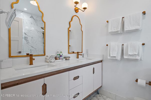 Bathroom, Dual Sink Vanities, Interior, Marble, Marble Walls, Recessed Lighting