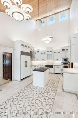 Interior, Kitchen, Marble, Pendant Lights, Stainless Steel Appliances, Wooden Ceilings