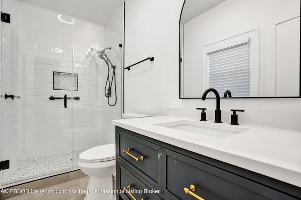 Bathroom, Glass Shower, Interior, Wood Texture Flooring