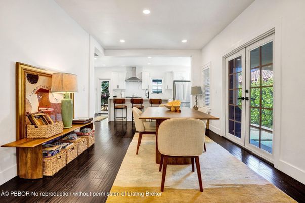 Dining room, Interior, Kitchen, Recessed Lighting, Wood Texture Flooring