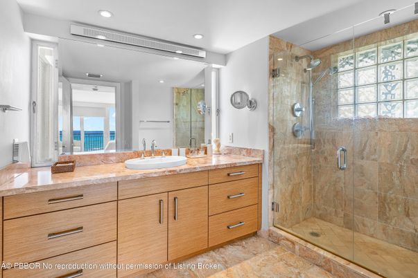 Bathroom, Dual Sink Vanities, Glass Shower, Interior, Recessed Lighting, Water