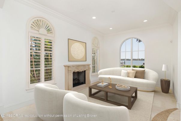 Fireplace, Interior, Living room, Recessed Lighting, Water
