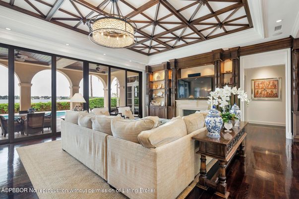 Chandelier, Fireplace, Interior, Living room, Recessed Lighting, Wood Texture Flooring
