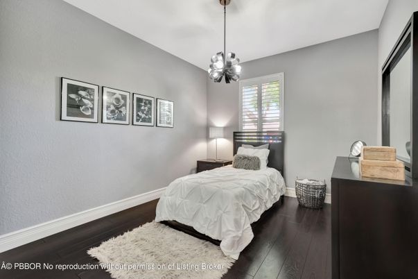 Bedroom, Interior, Pendant Lights, Wood Texture Flooring