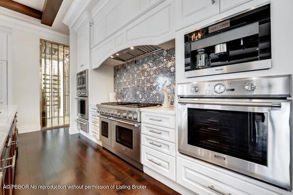 Interior, Kitchen, Stainless Steel Appliances, Stone Walls, Wood Texture Flooring