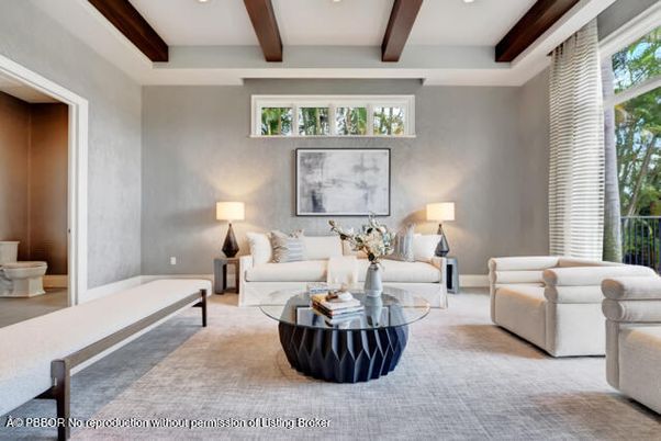 Interior, Living room, Recessed Lighting, Wooden Beams