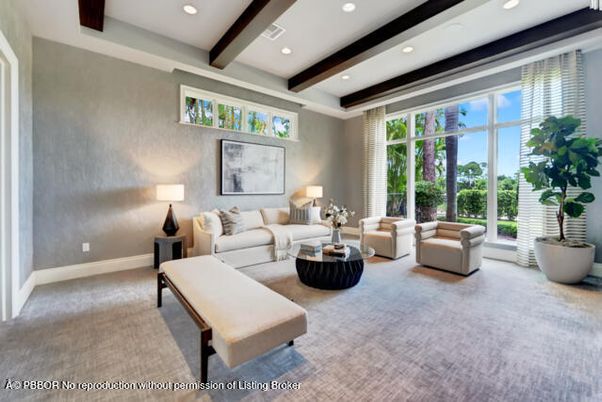 Interior, Living room, Recessed Lighting, Wooden Beams