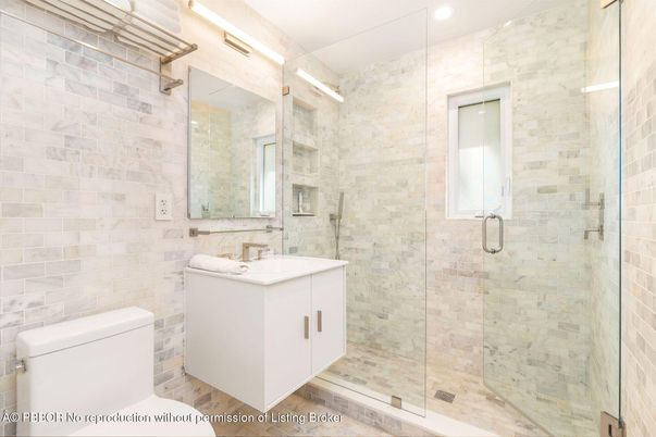 Bathroom, Glass Shower, Interior, Recessed Lighting, Stone Walls