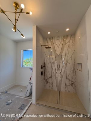 Bathroom, Interior, Marble Walls, Recessed Lighting