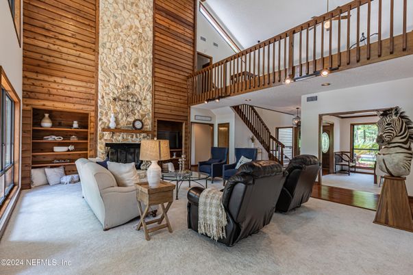 Fireplace, Interior, Living room, Stone Walls, Wooden Ceilings, Wood Texture Flooring, Wooden Walls