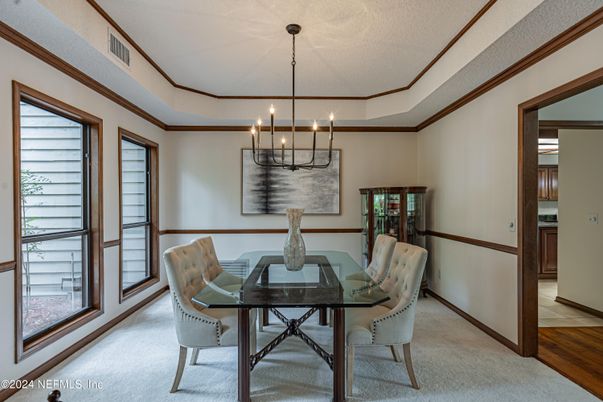 Chandelier, Dining room, Interior, Wood Texture Flooring