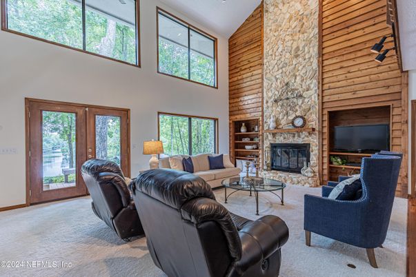 Fireplace, Interior, Living room, Stone Walls, Wooden Walls