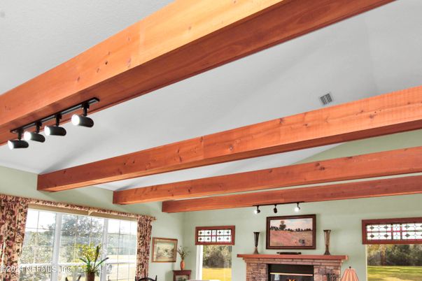Fireplace, Interior, Wooden Beams